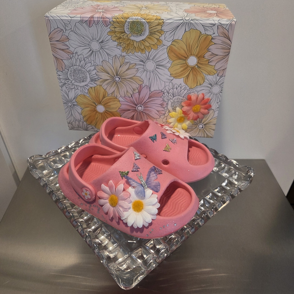 Kids Pink Floral Slip-On Shoes